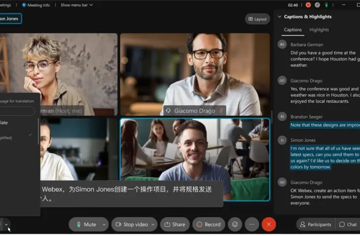 Cisco Webex Real-Time vertaling
