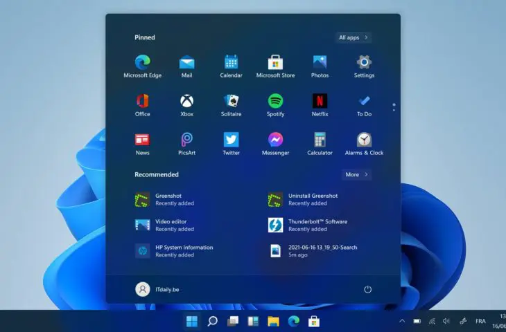 Windows 11 startmenu donker
