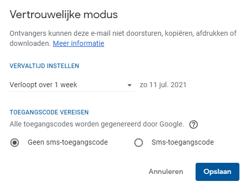 Gmail vertrouwelijk