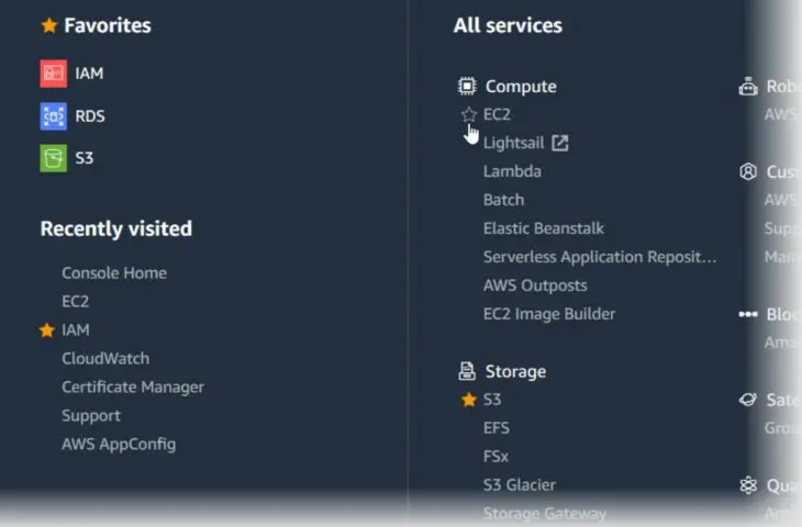 AWS management console