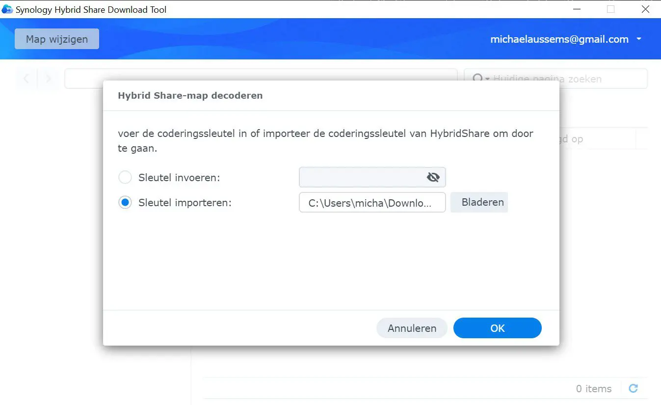 Synology Hybrid Share Key upload
