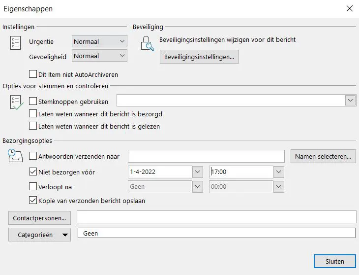 Bezorgingsopties