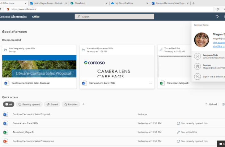 Microsoft maakt wisselen van account in Microsoft 365 web-apps eenvoudiger