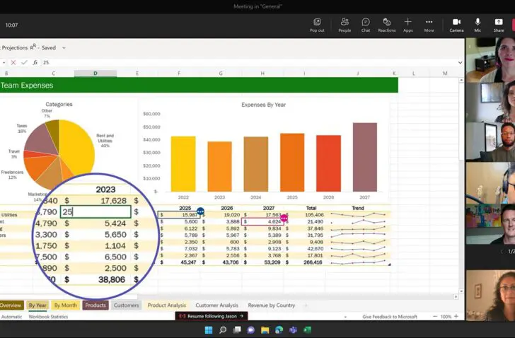 Excel Live Teams