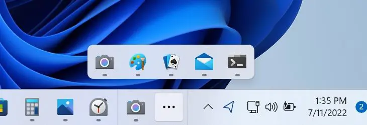 Windows taakbalk overflow