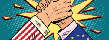 Usa,Vs,Eu,Policy,And,Competition,,Arm,Wrestling,Fight,Confrontation,