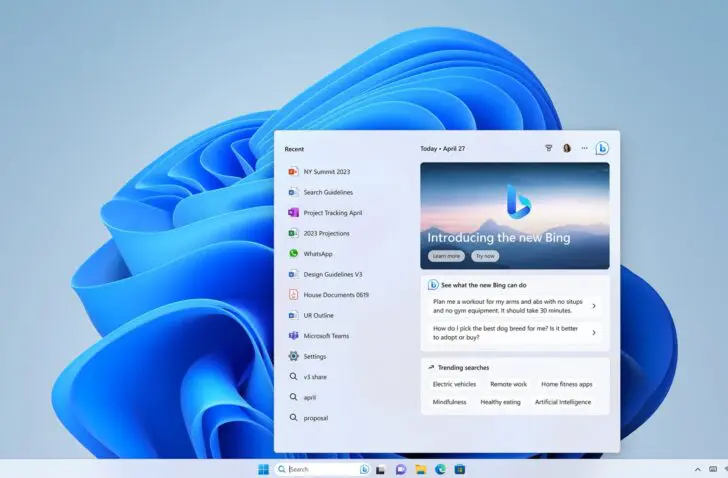 Microsoft stopt Bing Chat-AI in taakbalk Windows 11 met functie-update