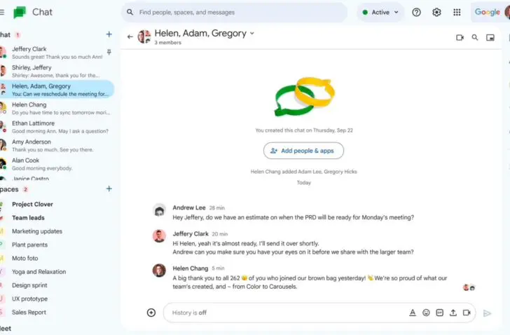Google Chat krijgt een opgefrist nieuw uiterlijk