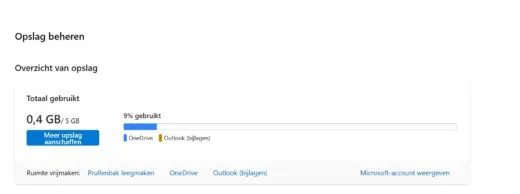 onedrive opslag