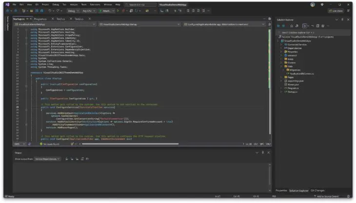 Visual Studio screenshot Visual Studio screenshot