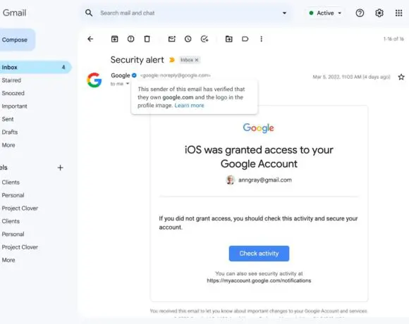gmail blauwe vinkjes
