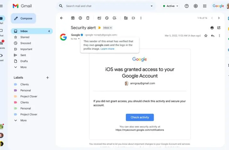 gmail blauwe vinkjes