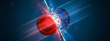 Red,And,Blue,Particles,Collision.,Vector,Illustration.,Atom,Fusion,,Explosion