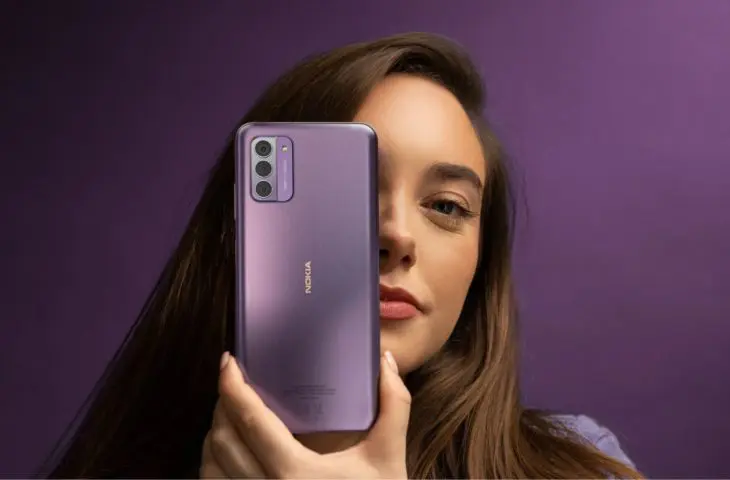 Nokia G42 5G Phone In Front Of Face