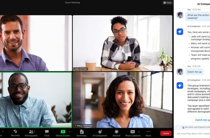 Copilot-concurrent Zoom AI Companion kost niets extra voor betalende gebruikers