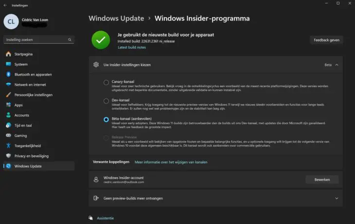 Windows Insider Kanalen