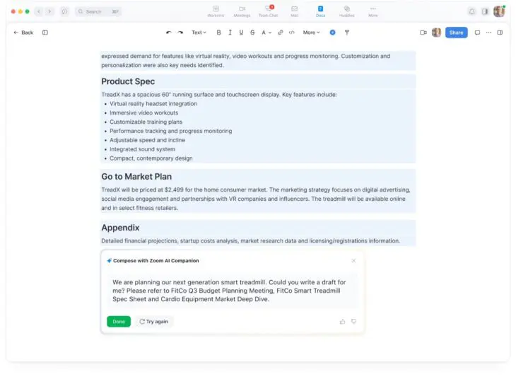 Zoom Docs Zoom AI Companion