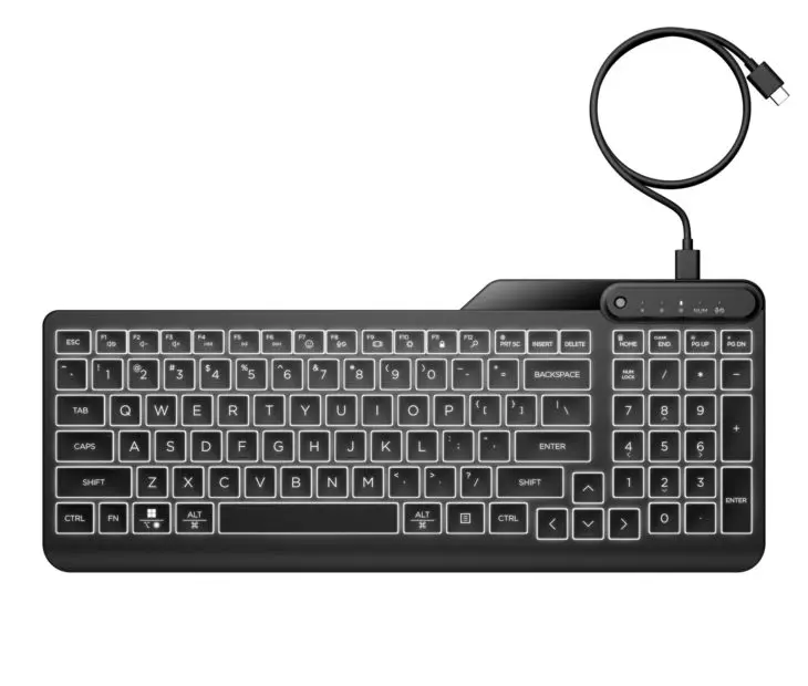HP 400 Backlit Wired Keyboard_Top Down