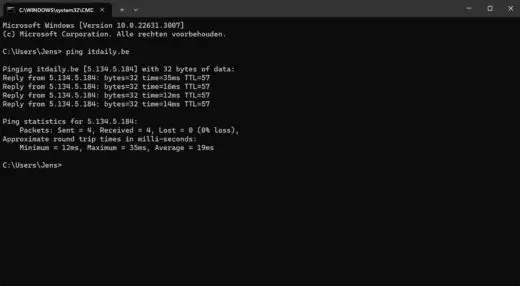 ping test windows