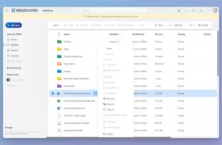 Online versie van OneDrive krijgt offline-modus