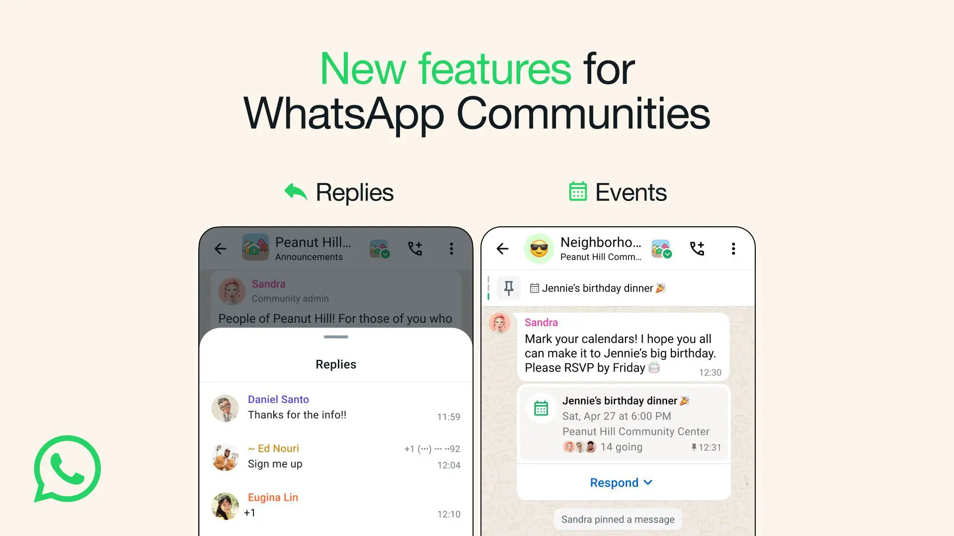 whatsapp evenementen