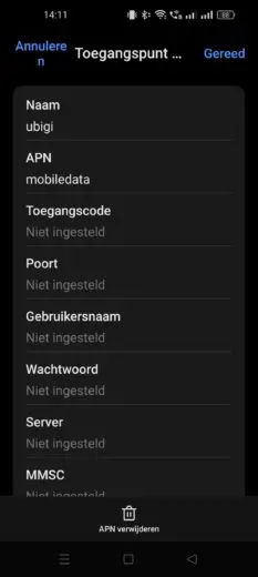 ubigi toegangspunt esim