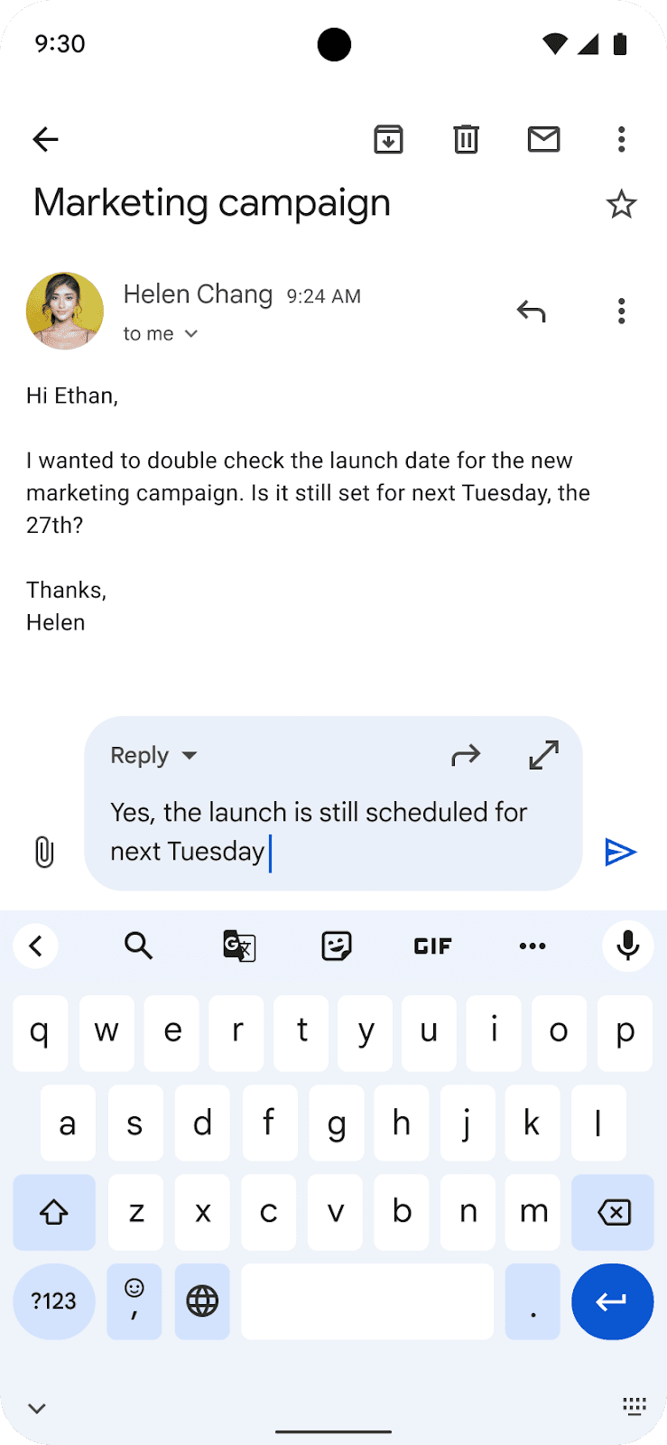 gmail-app gmail snel antwoorden