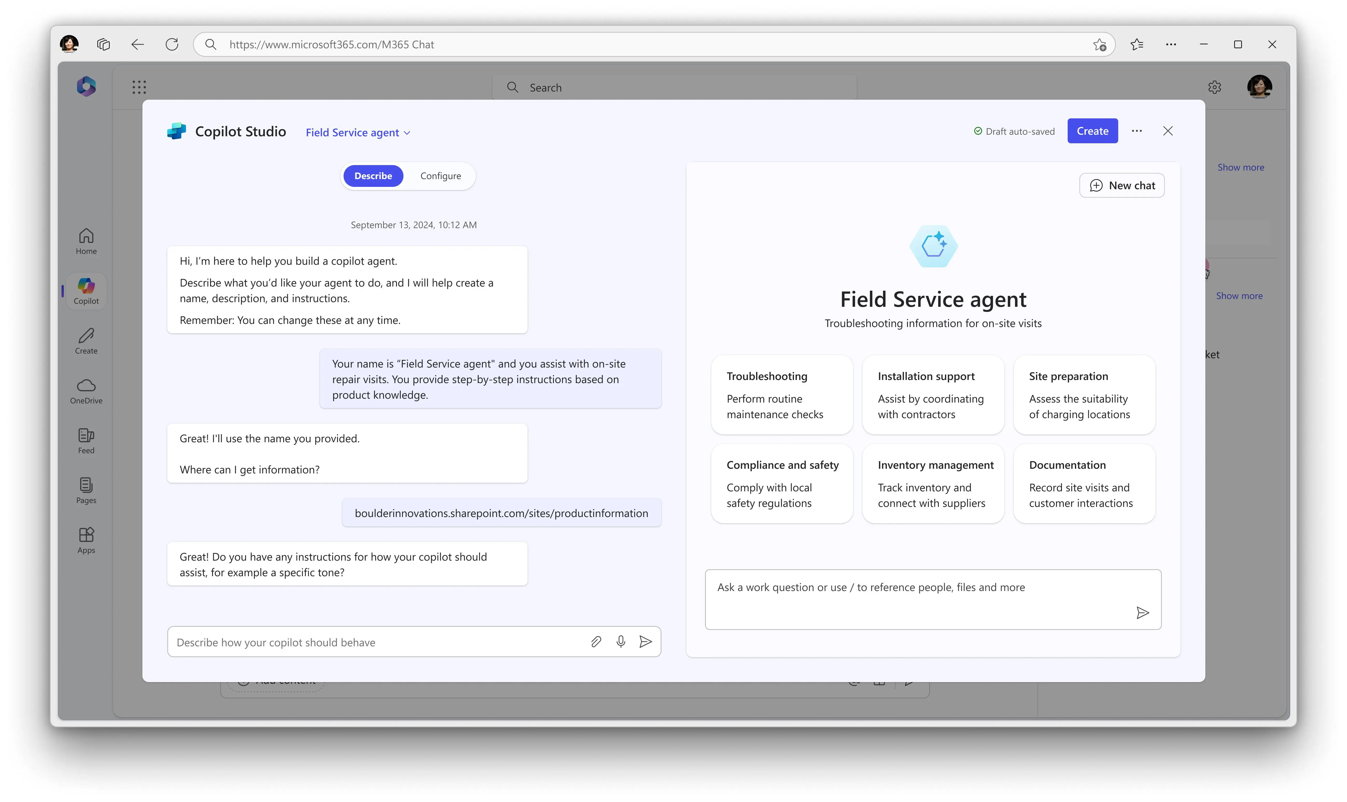Copilot Studio agent builder