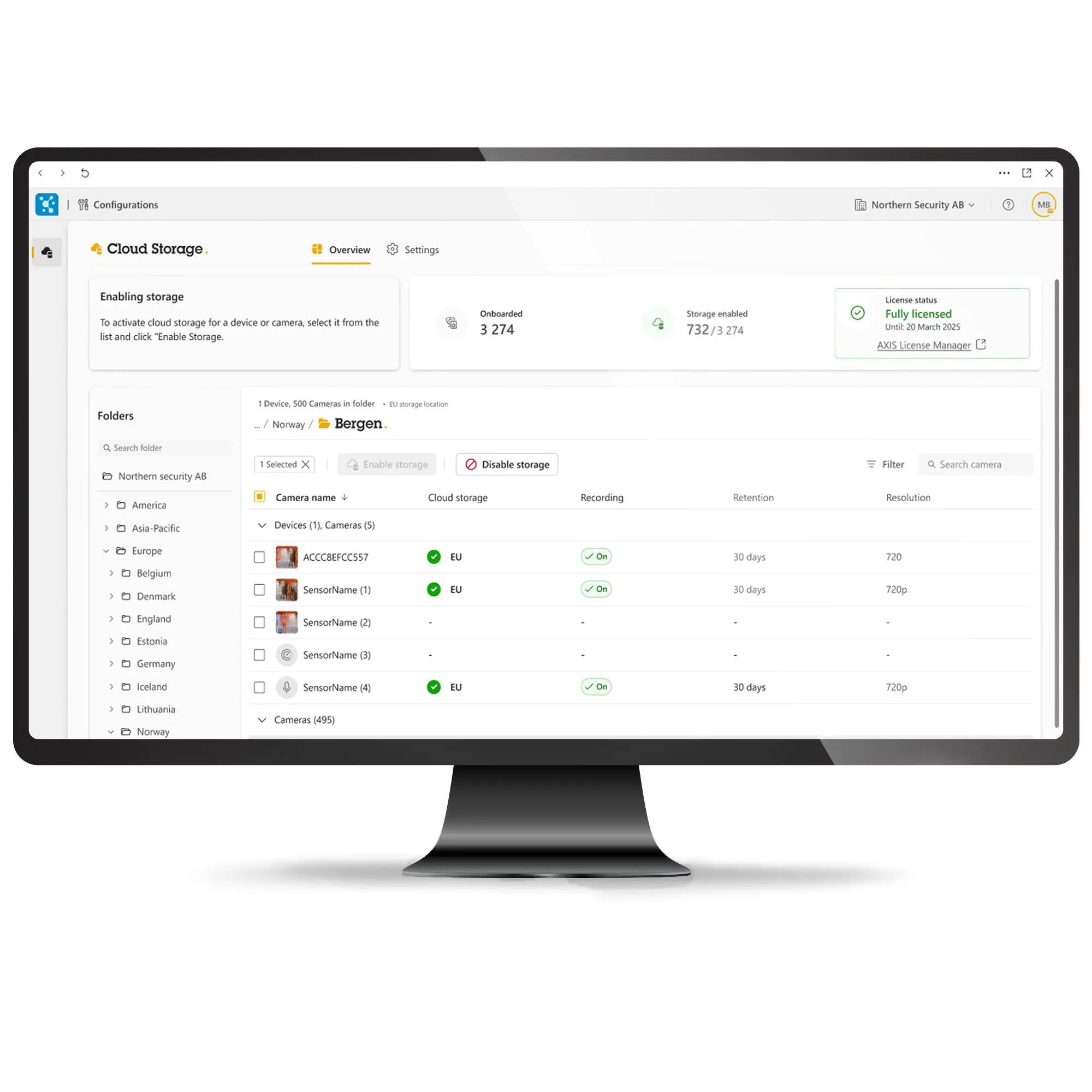 ACS-Cloud axis camera station cloud storage