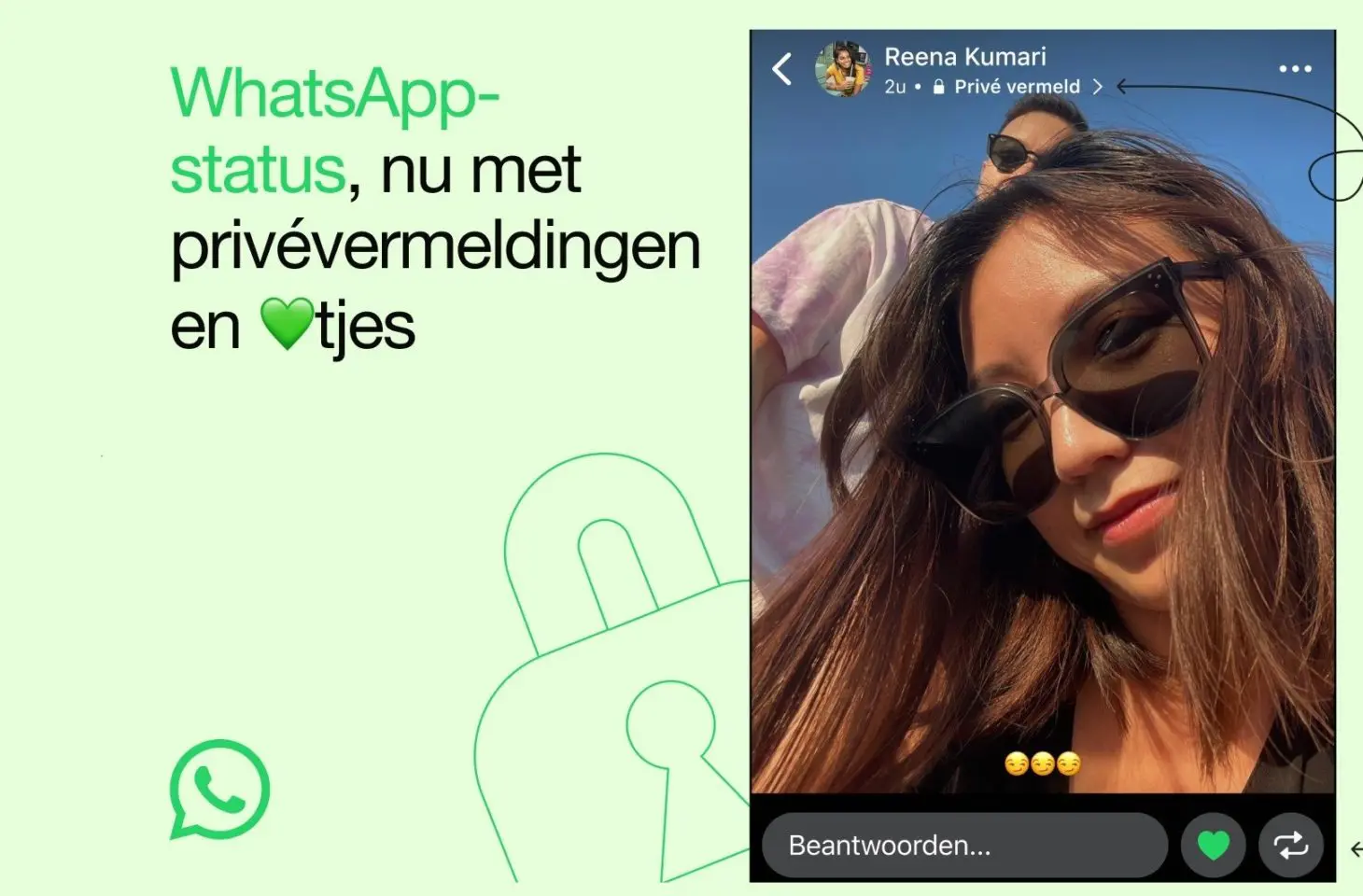 WhatsApp-status laat je hartjes uitdelen en privévermeldingen toevoegen