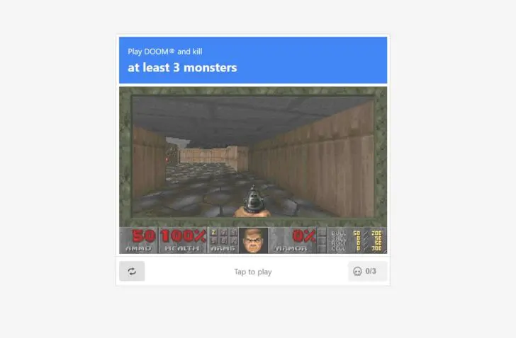 Nieuwe Captcha vereist Doom-ervaring