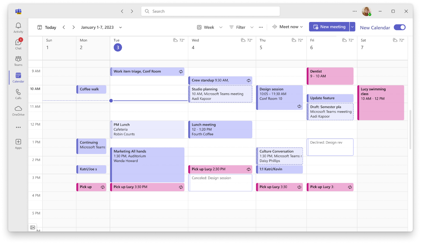 Microsoft integreert Outlook-agenda in Teams