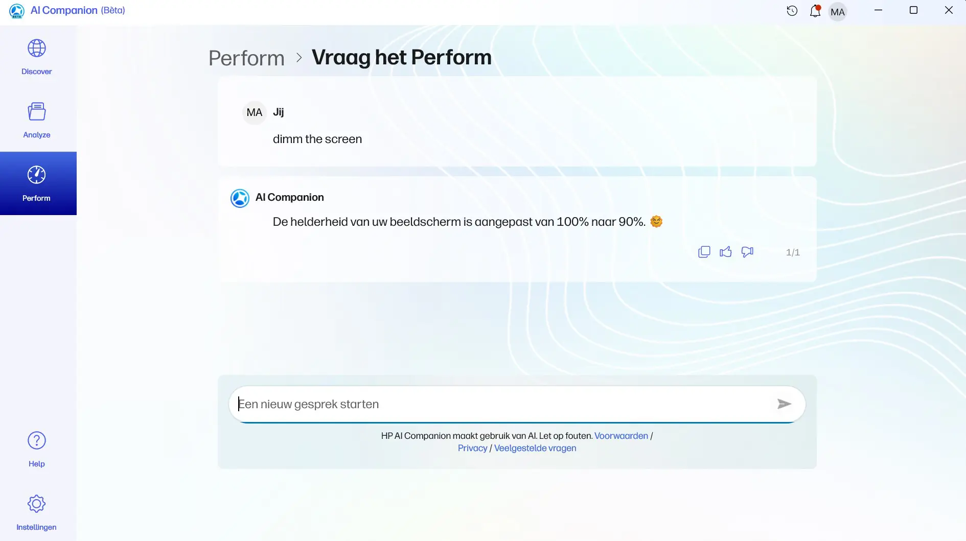 HP AI Companion perform