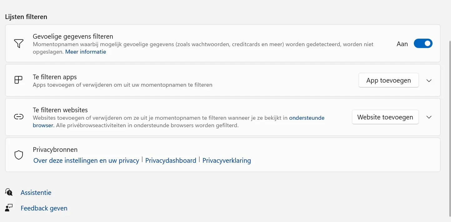 recall filteren recall filteren
