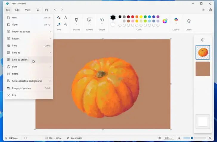 Microsoft implementeert Photoshop-achtige projecten in Paint