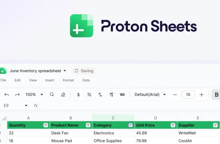 Proton introduceert Proton Sheets: versleuteld alternatief voor Google Sheets en Excel