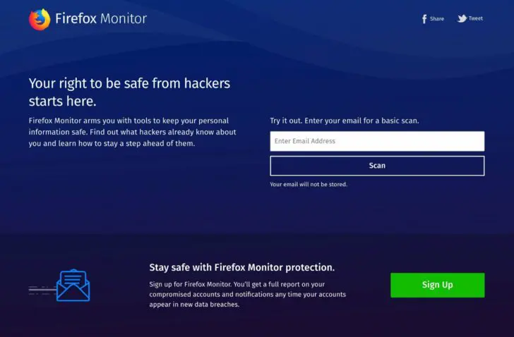 Firefox Monitor controleert of je gegevens onderdeel zijn van een datalek
