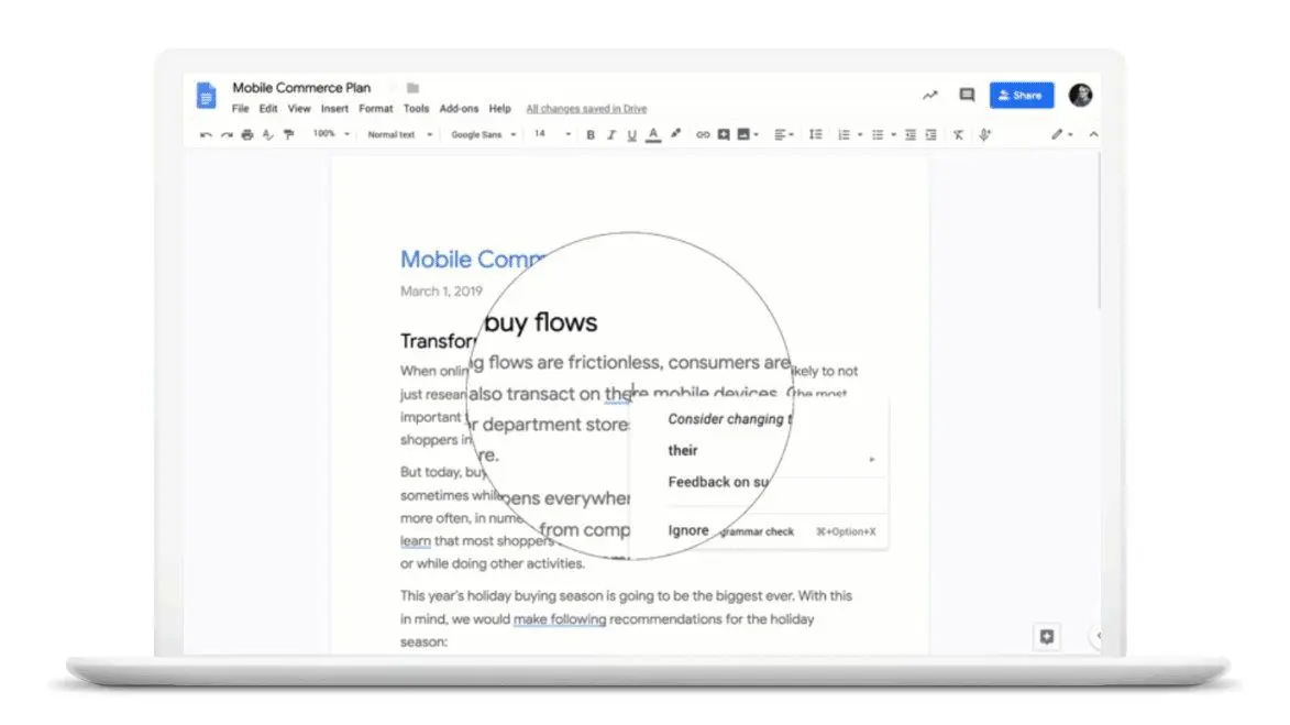 Google-AI controleert je grammatica in G Suite