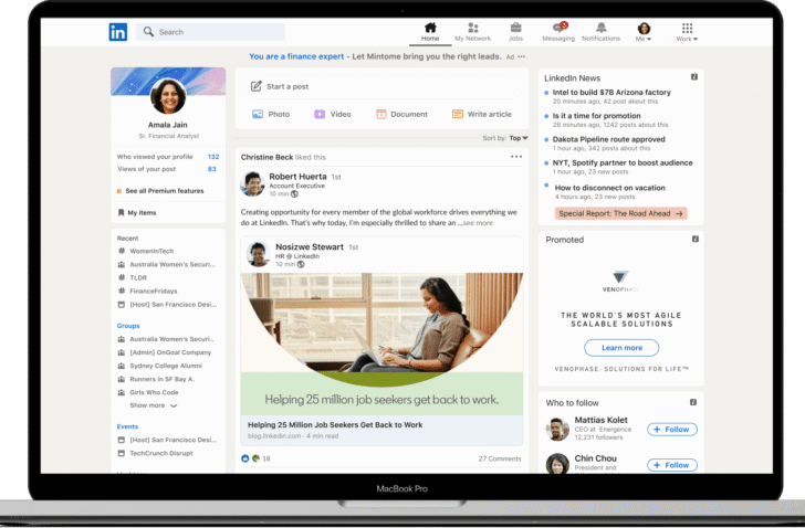LinkedIn redesign