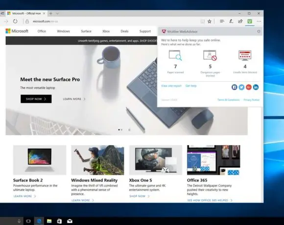 McAfee WebAdvisor-extensie beschikbaar voor Microsoft Edge
