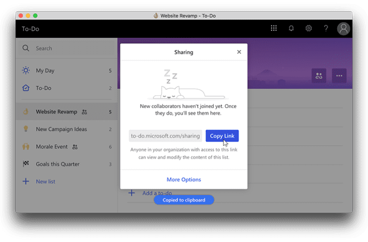 Microsoft To-do List Sharing