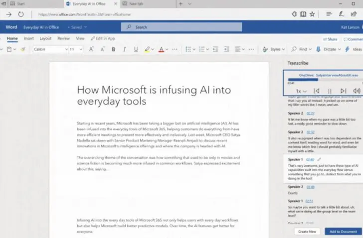Microsoft brengt transcriptie naar Word in Microsoft 365
