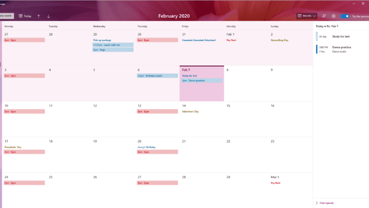 Windows 10 nieuwe agenda app