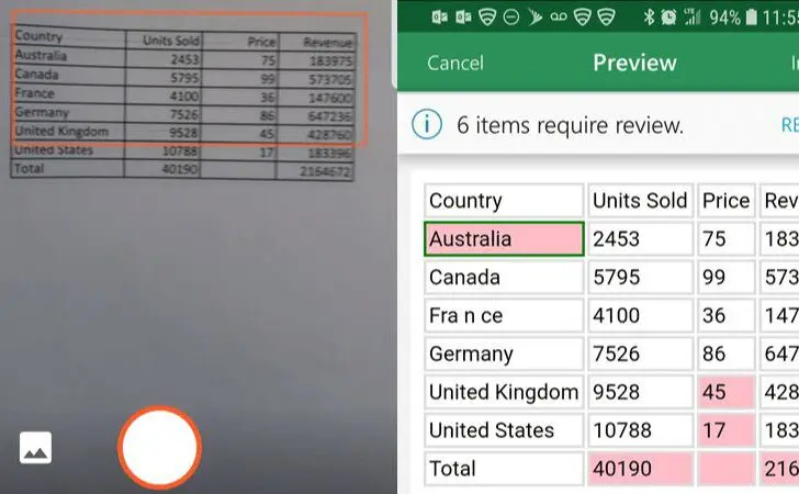 microsoft excel foto naar data