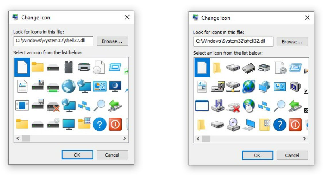Windows 10 Shell icoontjes
