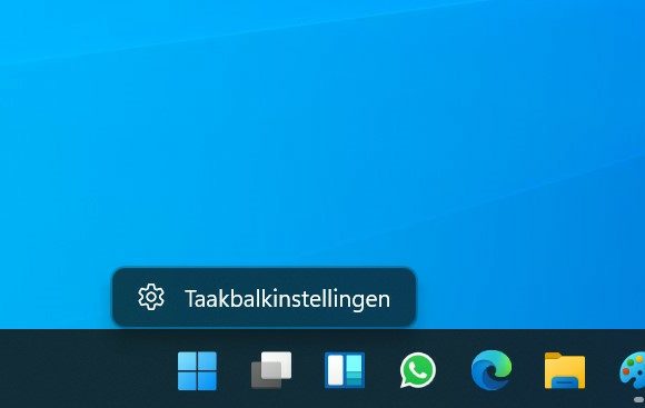 Wndows 11 taakbalk geen context
