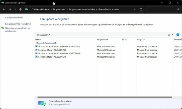 Windows update stap 1