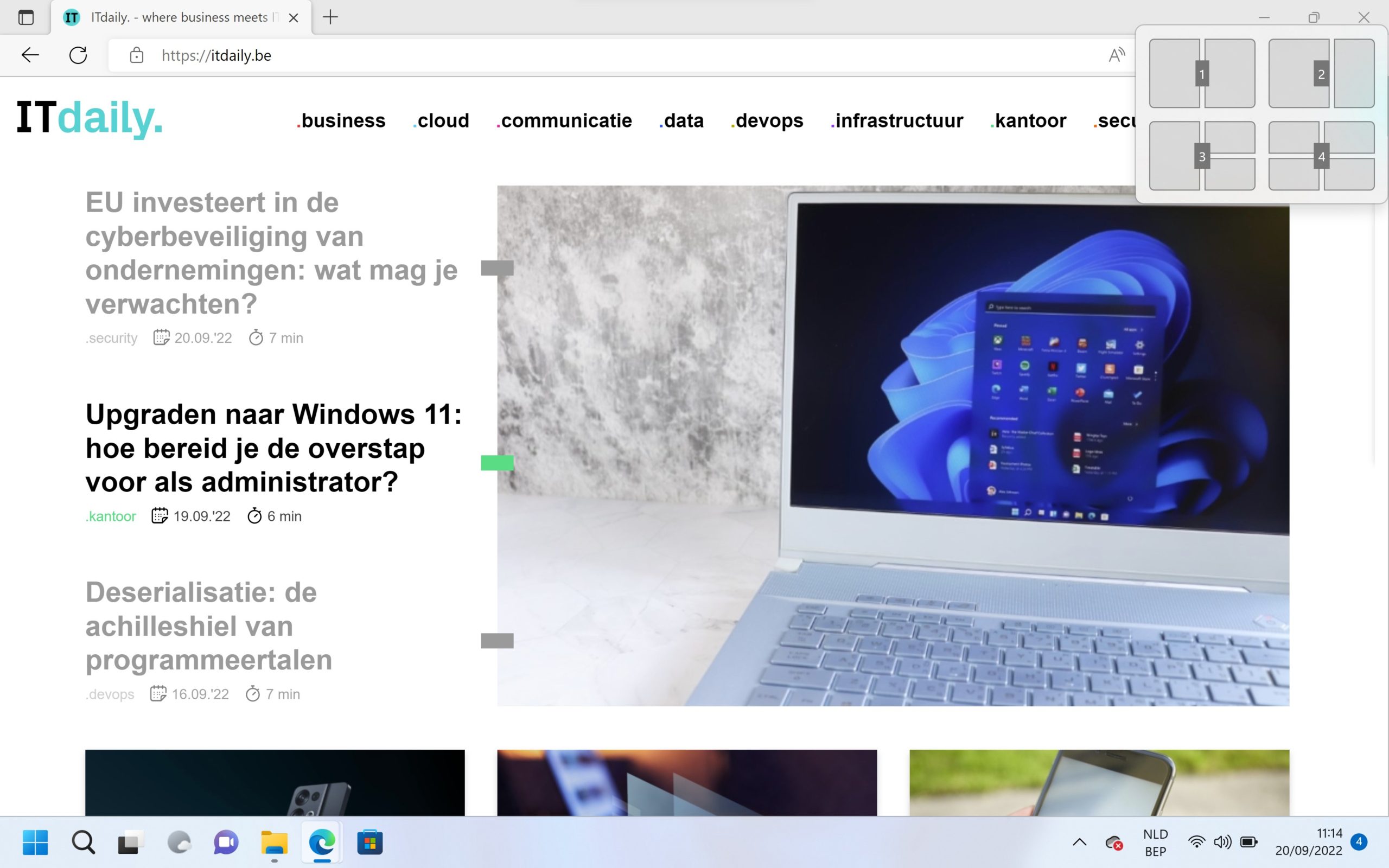 Windows 11 2022 Update Snap Menu