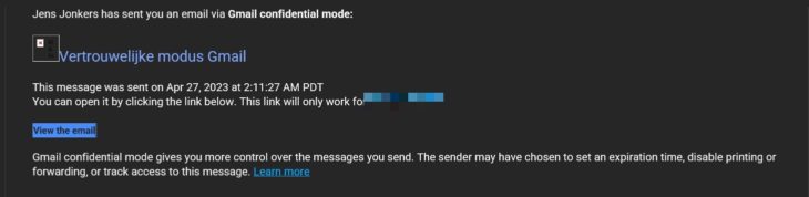 vertrouwelijke modus gmail