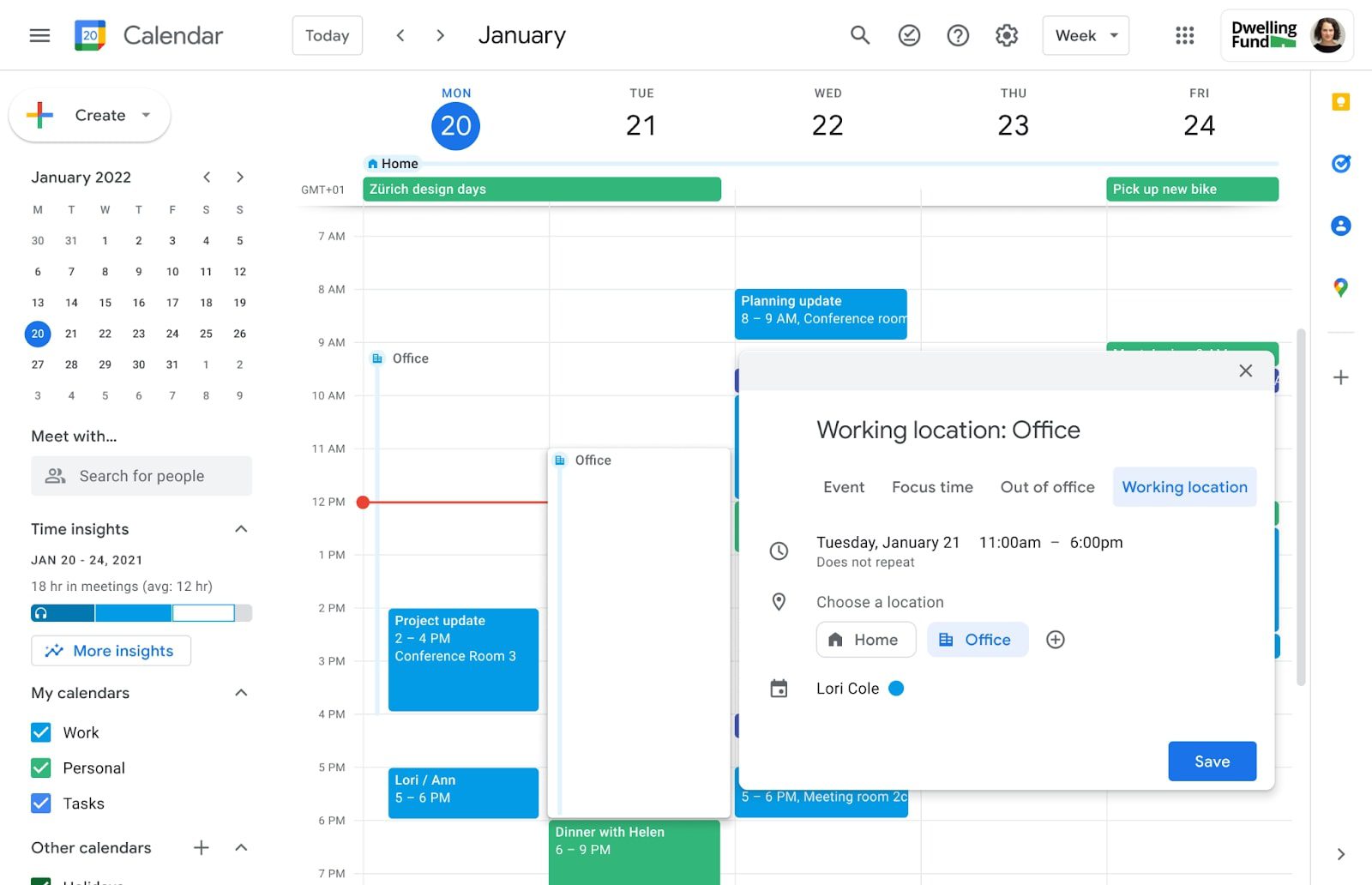 Fai sapere ai tuoi colleghi dove lavori con Google Calendar